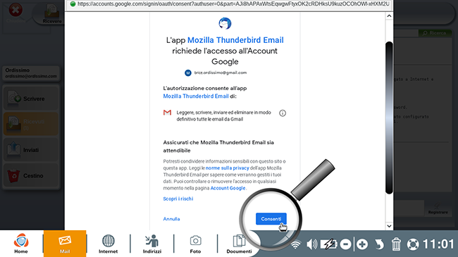 consentire l'accesso a google